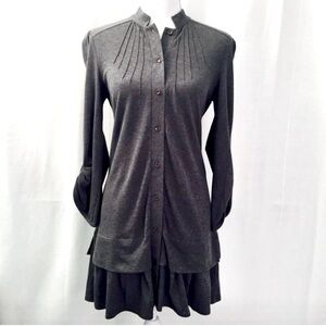 REDUCED for QUICK SALE: Charcoal Pintuck-Detail Tiered Above-Knee Dress